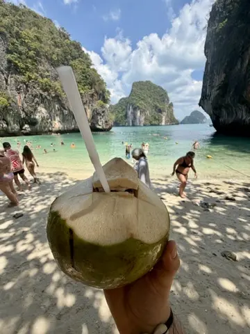 Kokosnøtt på stranden ved Koh Lao Lading i Krabi